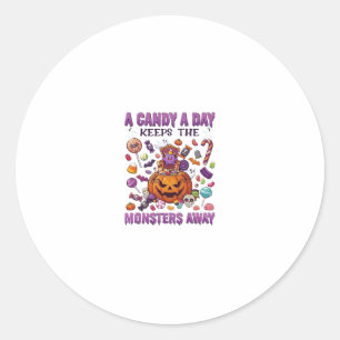 Sticker Rond Jour de Bonbons Éloigne les Monstres Halloween Cit
