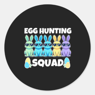 Sticker Rond Jour de chasse aux oeufs de lapin de Pâques Humour