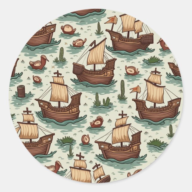 Sticker Rond Jour de Columbus (Devant)