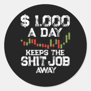 Sticker Rond Jour de fermeture Jour de travail Trader Motivatio