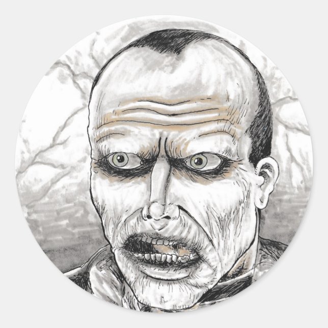 Sticker Rond Jour De La Bub Morte Zombie Art (Devant)