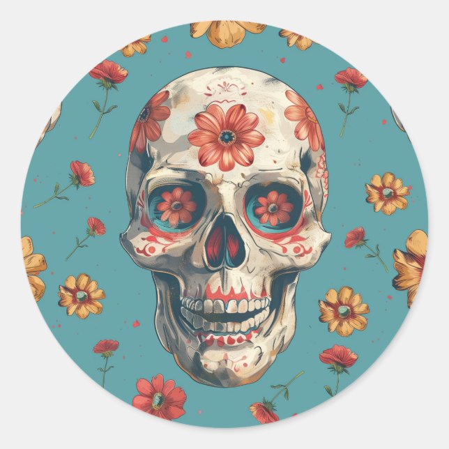 Sticker Rond Jour de la conception thématique mort (Devant)