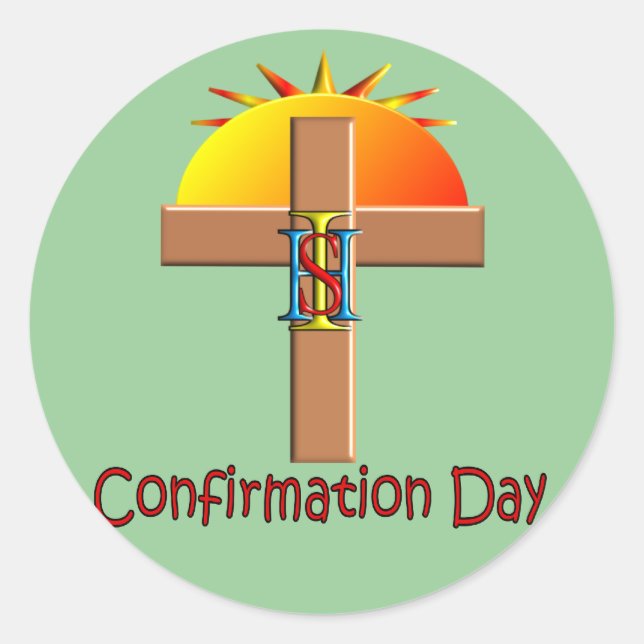 Sticker Rond Jour de la confirmation catholique pour les enfant (Devant)