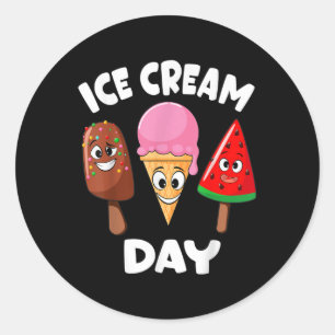 Sticker Rond Jour de la crème glacée Fête estivale Crème glacée