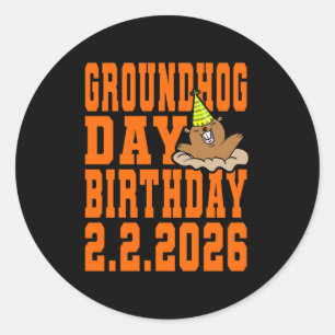 Sticker Rond Jour de la marmotte Anniversaire 2 février 2026 Fê