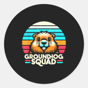 Sticker Rond Jour de la marmotte drôle 2025 Vintage Rétro Marmo