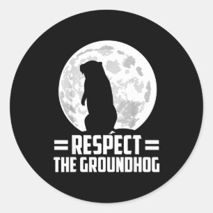 Sticker Rond Jour de la marmotte Respectez la marmotte