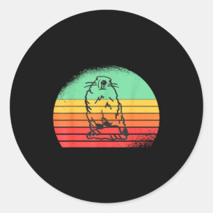 Sticker Rond Jour de la marmotte Rétro Coucher de soleil Drôle