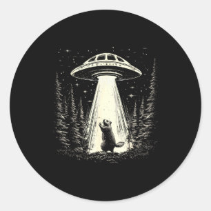 Sticker Rond Jour de la marmotte Ufo Retro Graphique Vintage Re