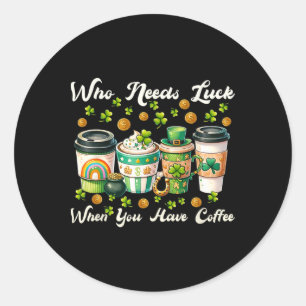 Sticker Rond Jour de la Saint Patrick Café Lucky Charm Patty Fu