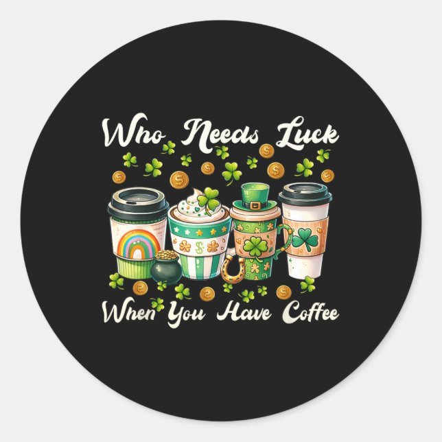 Sticker Rond Jour de la Saint Patrick Café Lucky Charm Patty Fu (Devant)