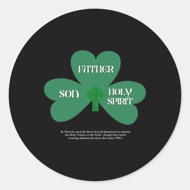 Sticker Rond Jour de la Saint-Patrick chrétien Religieux Trinit (Devant)