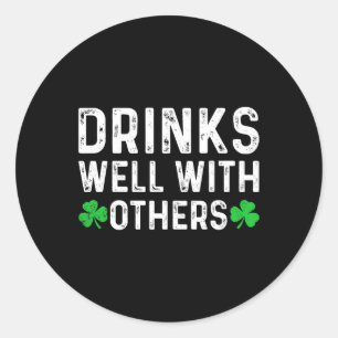 Sticker Rond Jour de la Saint Patrick Cute Boire des boissons V