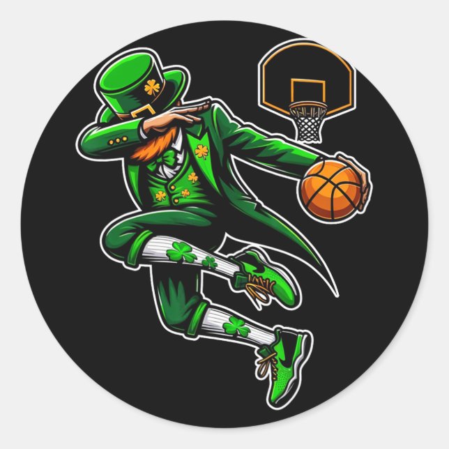 Sticker Rond Jour de la Saint Patrick Dabbing Leprechaun Garçon (Devant)