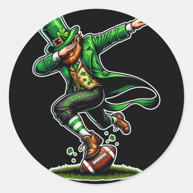 Sticker Rond Jour de la Saint Patrick Dabbing Leprechaun Garçon (Devant)