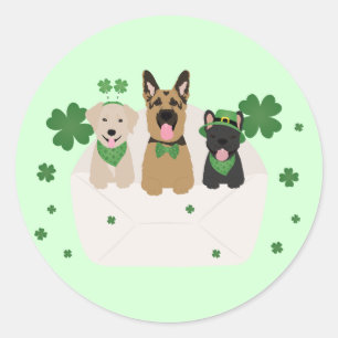 Sticker Rond Jour de la Saint Patrick Dog Mail