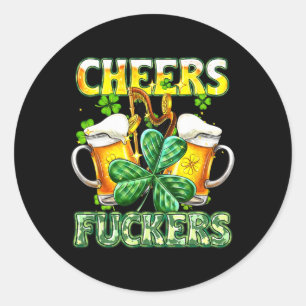 Sticker Rond Jour de la Saint Patrick Fckers amusant Boire de l