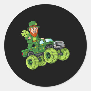 Sticker Rond Jour de la Saint Patrick Leprechaun Monster Camion