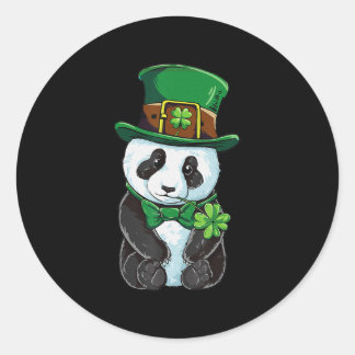 Sticker Rond Jour de la Saint Patrick Leprechaun Panda Shamrock