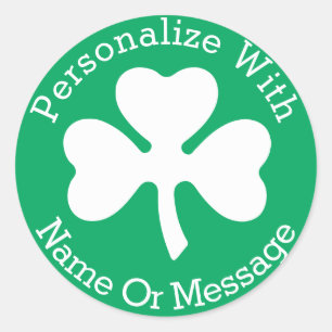 Sticker Rond Jour de la Saint Patrick PERSONNALISÉ de shamrock