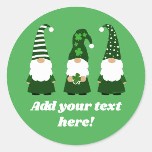 Sticker Rond Jour de la Saint Patrick personnalisé Gnomes migno