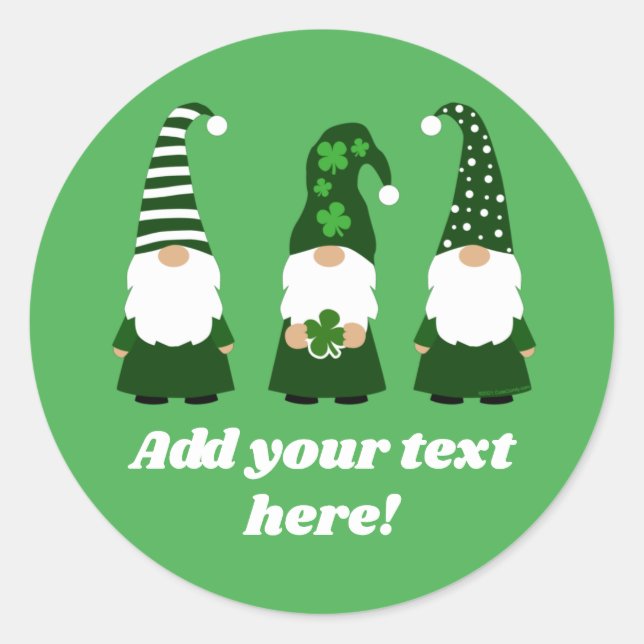 Sticker Rond Jour de la Saint Patrick personnalisé Gnomes migno (Devant)