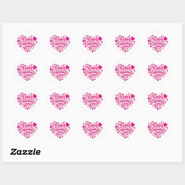Sticker Rond Jour de la Saint Valentin (Feuille)