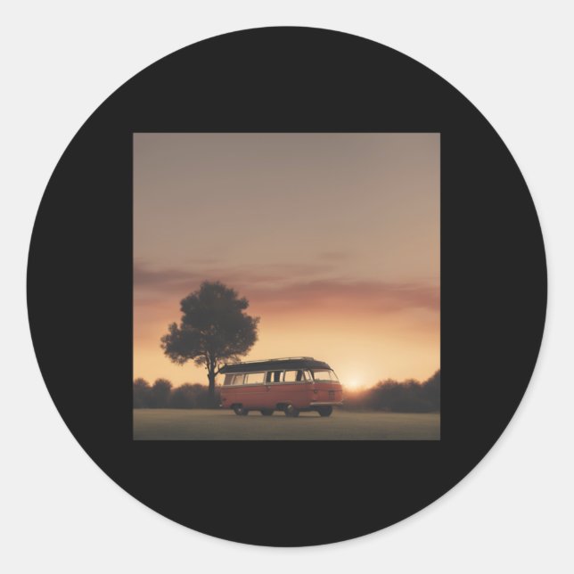 Sticker Rond Jour de la simplicité au coucher du soleil. 2 (Devant)