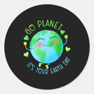 Sticker Rond Jour de la Terre Allez la Planète C'est Votre Jour