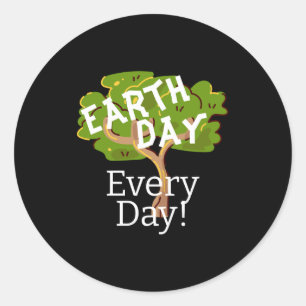 Sticker Rond Jour de la Terre Chaque Jour Allez Vert Sauver Not