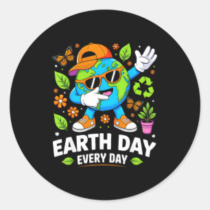 Sticker Rond Jour de la Terre tous les jours sauvez la planète