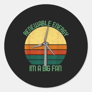 Sticker Rond Jour de la Terre vintage Énergie renouvelable J'en