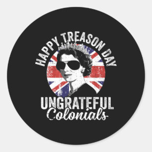 Sticker Rond Jour de la trahison Coloniaux ingrats 4 juillet dr