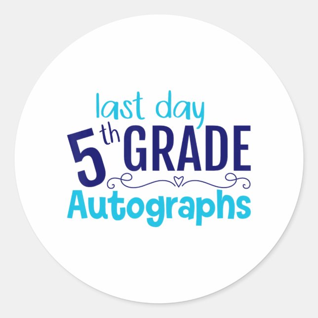 Sticker Rond Jour de l'école Autographe 5e année élève (Devant)