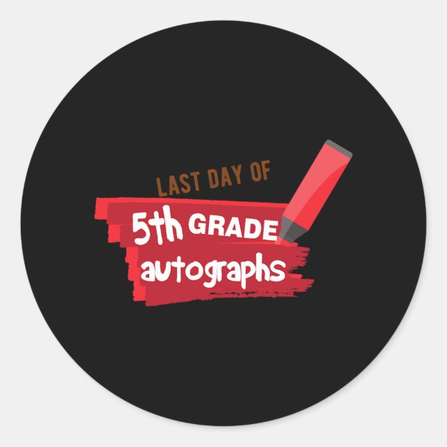 Sticker Rond Jour De L'École Autographe Élémentaire 5e Année Gr (Devant)