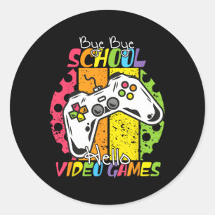 Sticker Rond Jour De L'École Bye Bye École Bonjour Jeux Vidéo