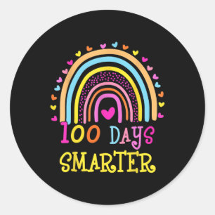 Sticker Rond Jour De L'École Enseignant 100 Jours Arc-En-Ciel S