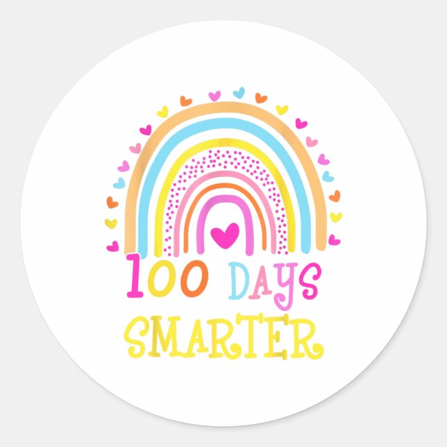 Sticker Rond Jour De L'École Enseignant 100 Jours Arc-En-Ciel S (Devant)