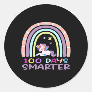 Sticker Rond Jour De L'École Enseignant 100 Jours Smarter Rainb