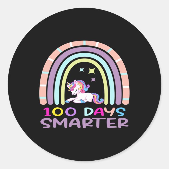 Sticker Rond Jour De L'École Enseignant 100 Jours Smarter Rainb (Devant)