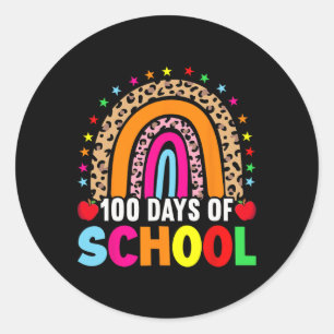 Sticker Rond Jour De L'École Enseignants 100 Jours Arc En Ciel 