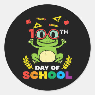 Sticker Rond Jour De L'École Grenouille 100 Jours Enseignant Sm