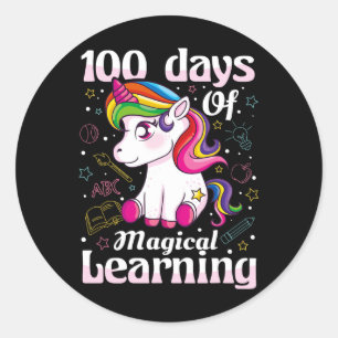 Sticker Rond Jour De L'École Unicorne Filles 100 Jours De L'Éco
