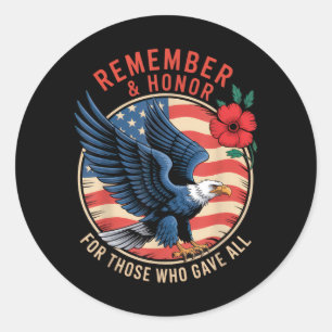 Sticker Rond Jour de l'hommage à la mémoire de l'aigle américai