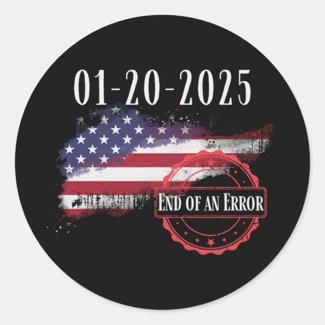 Sticker Rond Jour De L'Inauguration 20 Janvier 2025 Fin D'Une E (Devant)