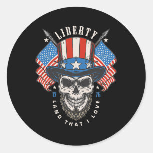 Sticker Rond Jour de l'Indépendance 4 juillet Drapeau États-Uni