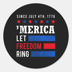 Sticker Rond Jour de l'Indépendance 4 juillet Etats-Unis Drapea