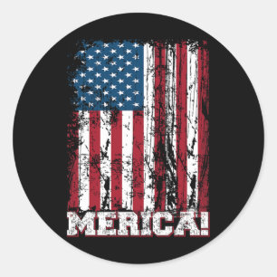 Sticker Rond Jour de l'Indépendance de Juillet Us Drapeau Améri