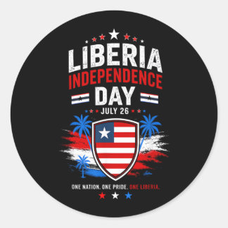 Sticker Rond Jour de l'indépendance du Liberia 26 juillet Drape