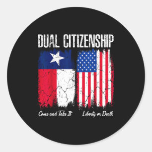 Sticker Rond jour de l'indépendance du Texas double citoyen tex